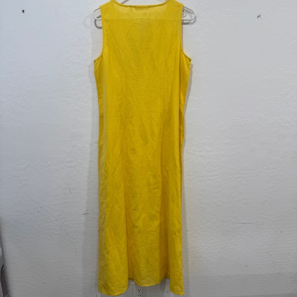 Soft Surroundings Maxi Dress Small Yellow Embroidered Linen Resort Vacation - Picture 6 of 7